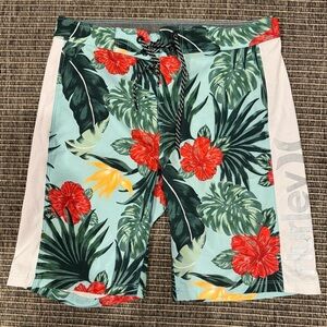 Hurley Green and Red Board Shorts Tropical Swimwear